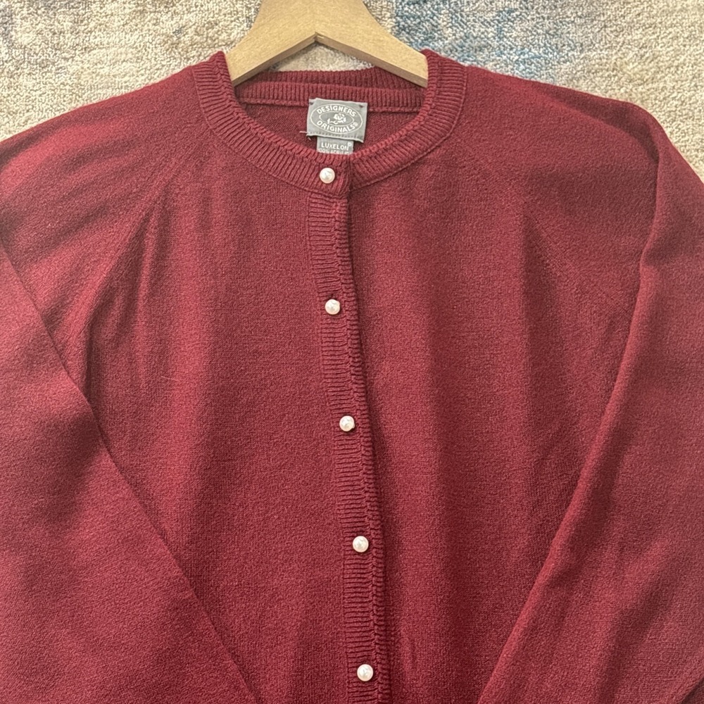 Designers Originals Vintage Burgundy Knit Sweater Cardigan Twinset Size 40 Large